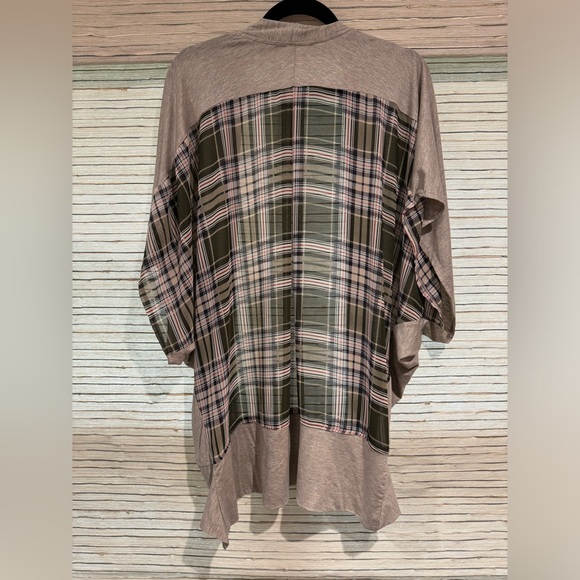 Plaid cocoon cardigan 3/4 sleeve - Picture 2 of 3